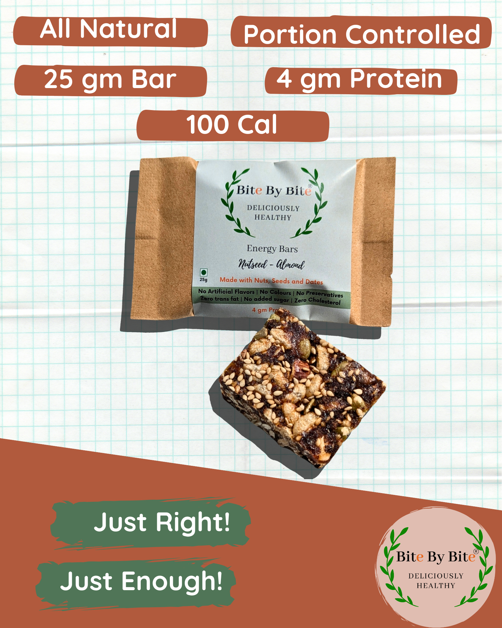 Bite By Bite Energy Bar — Nutseed Almond